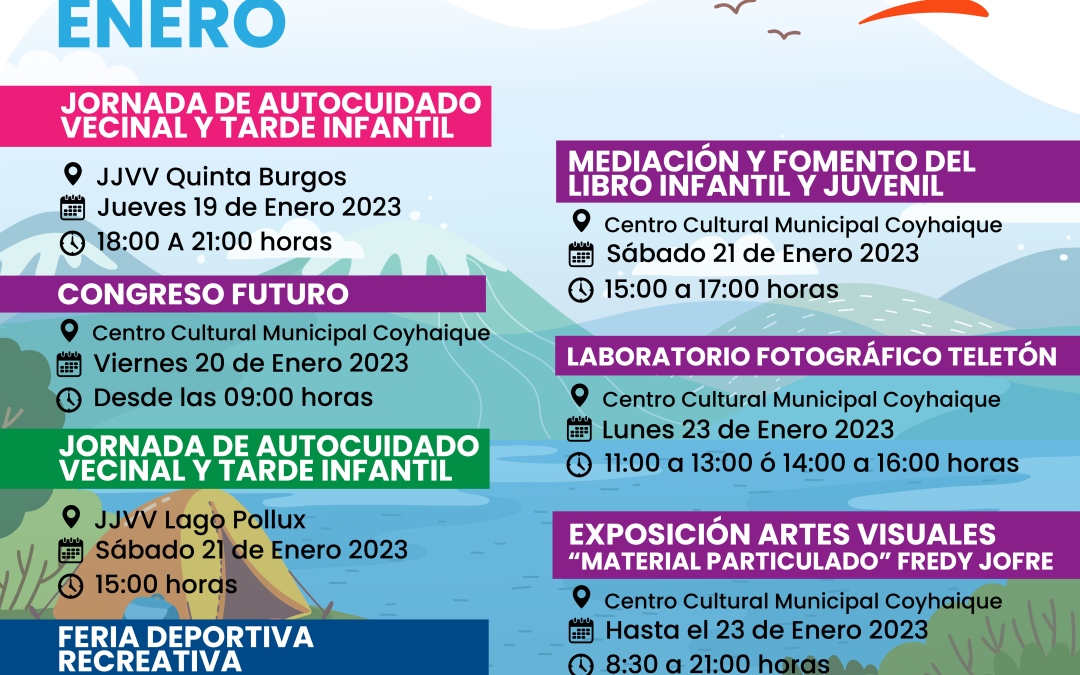 CALENDARIO DE ACTIVIDADES VERANO COYHAIQUE 2023